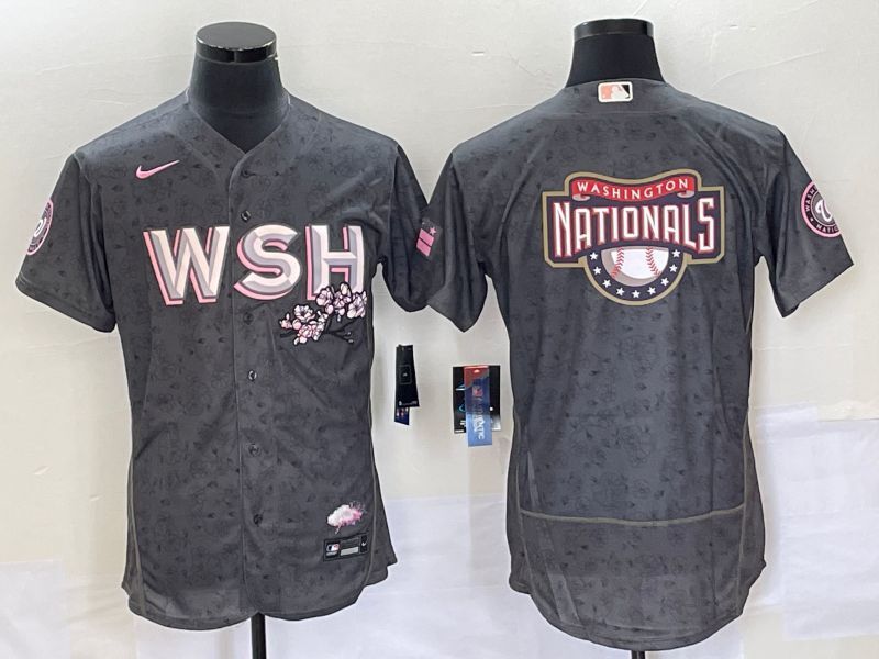 Washington Nationals Nationals Big Logo Style 2 Baseball Jersey baseball jersey product view 1