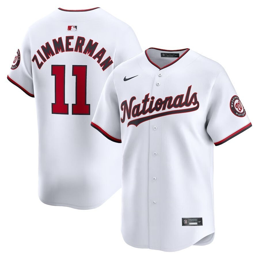 Washington Nationals #11 Ryan Zimmerman Home Limited Player Jersey - White Baseball Jersey baseball jersey product view 1