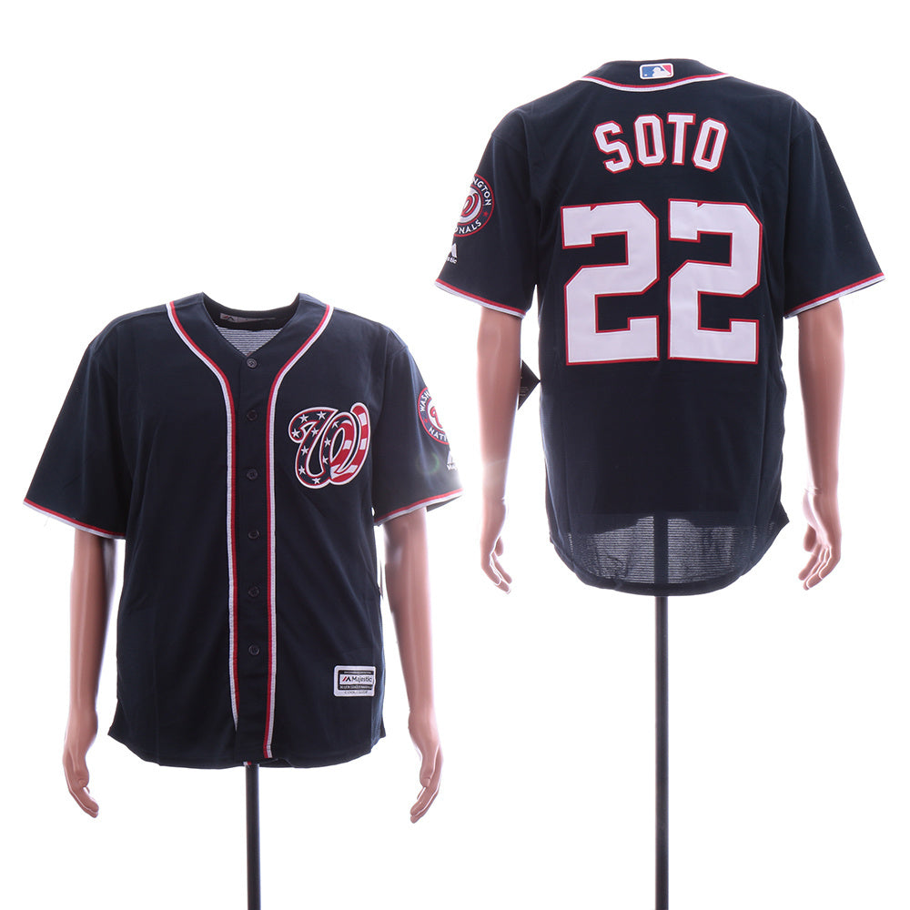 Washington Nationals #22 Juan Soto Nationals 22 Blue Fan Baseball Jersey baseball jersey product view 1