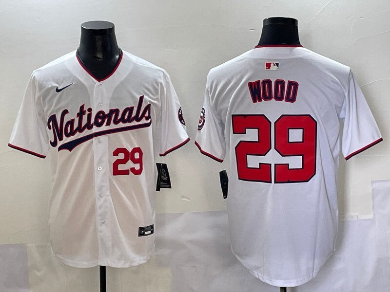Washington Nationals #29 James Wood Nationals Adult Style 1 Baseball Jersey baseball jersey product view 1