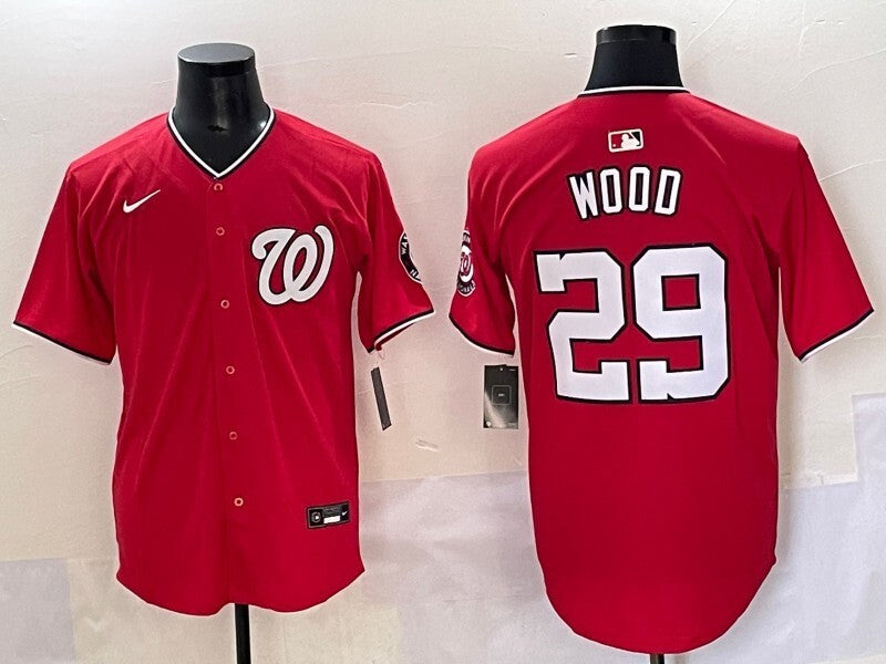 Washington Nationals #29 James Wood Nationals Adult Style 4 Baseball Jersey baseball jersey product view 1