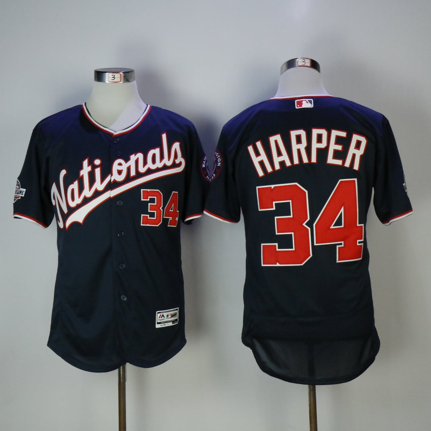Washington Nationals #34 Bryce Harper Nationals 34 Blue Elite Edition 2018 All-Star Edition baseball jersey product view 1