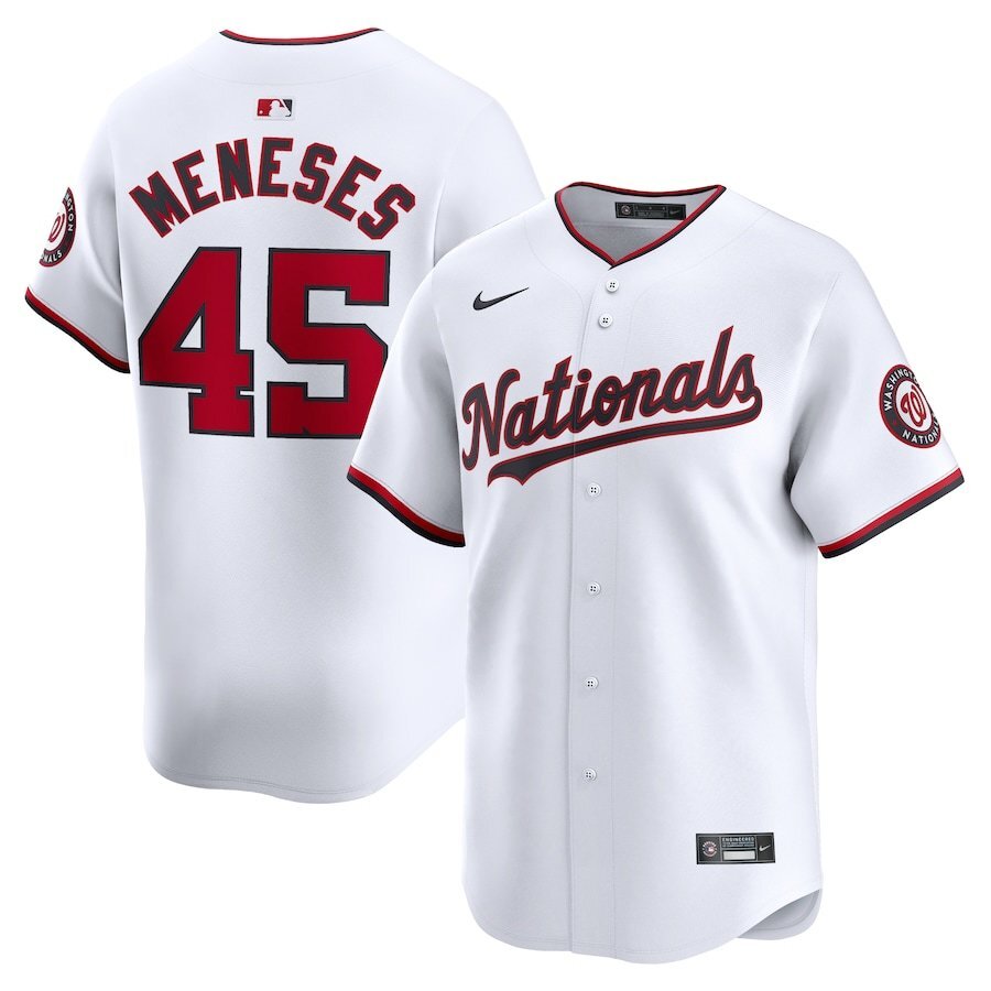 Washington Nationals #45 Joey Meneses Home Limited Player Jersey - White Baseball Jersey baseball jersey product view 1
