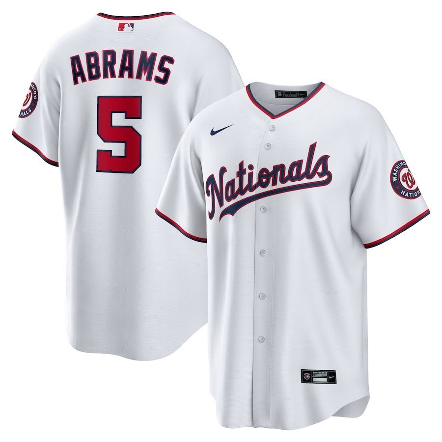 Washington Nationals #5 C.J. Abrams Home Replica Jersey - White Baseball Jersey baseball jersey product view 1