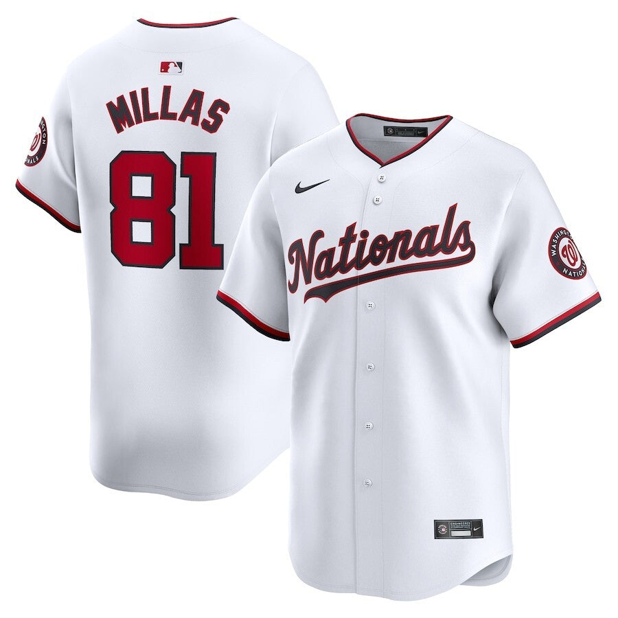 Washington Nationals #81 Drew Millas Home Limited Player Jersey - White Style 1 Baseball Jersey baseball jersey product view 1