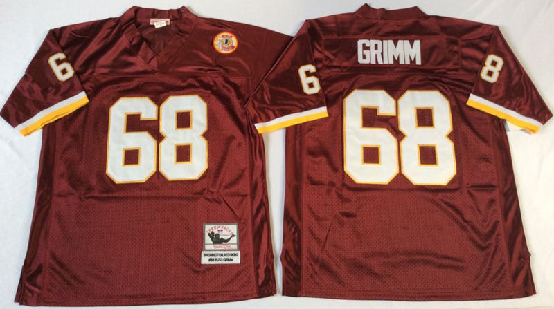 Washington Redskins #68 Russ Grimm Red Throwback Style 1 Football Jersey football jersey product view 1