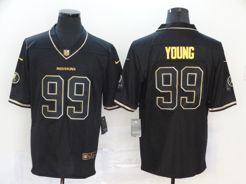 Washington Redskins #99 Chase Young Redskins Black Retro Gold 945 Football Jersey football jersey product view 1