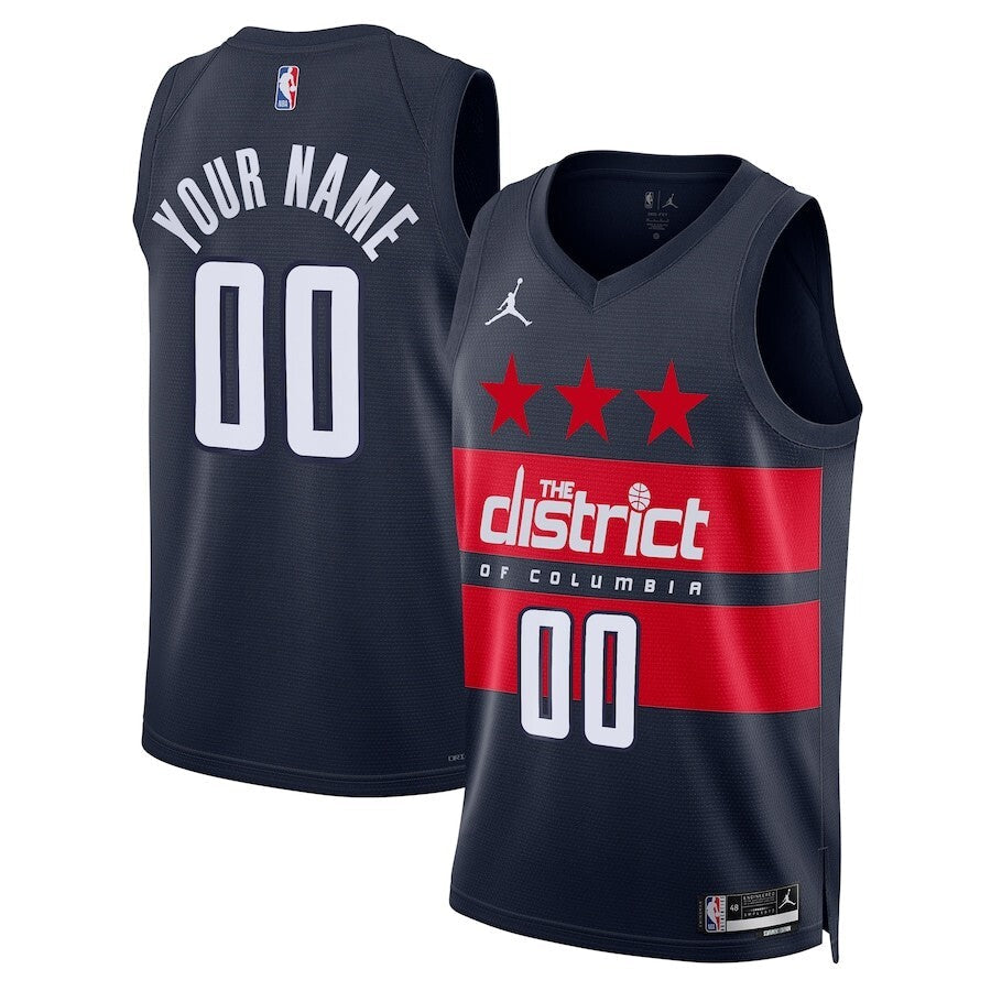 Washington Wizards Brand Unisex 202425 Custom Swingman Jersey - Statement Edition - Navy Style 3 basketball jersey product view 1