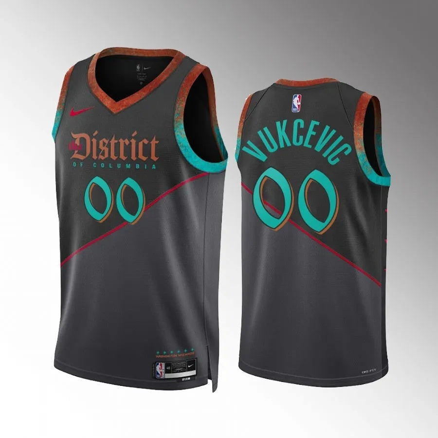 Washington Wizards #00 Tristan Vukcevic 2023-24 Black City Edition Men Jersey Style 2 Basketball Jersey basketball jersey product view 1