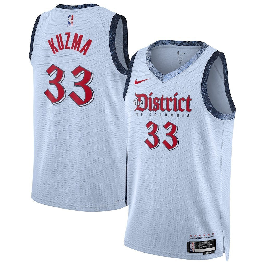 Washington Wizards #33 Kyle Kuzma Unisex 202425 Swingman Player Jersey - City Edition - Powder Blue basketball jersey product view 1