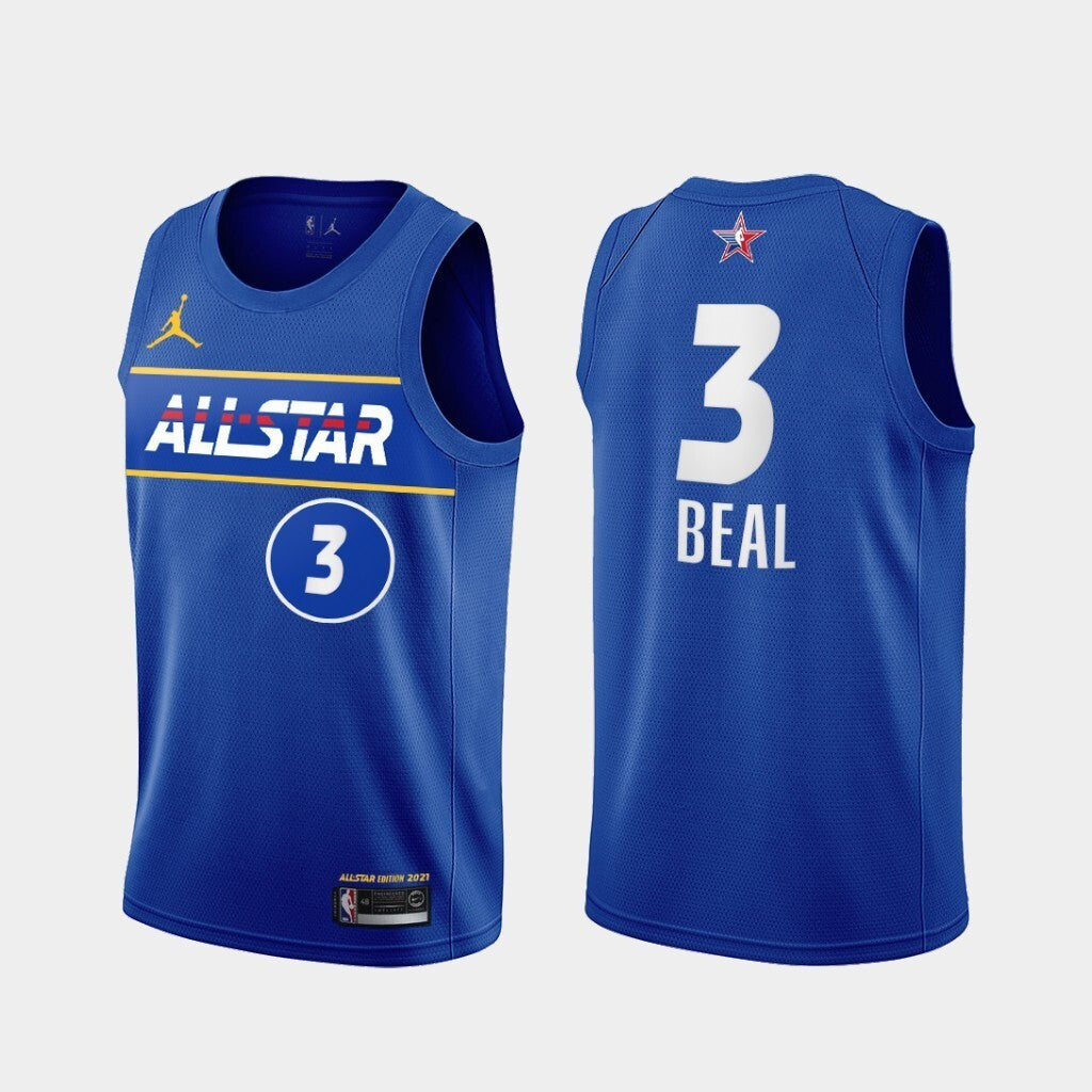 Washington Wizards #3 Bradley Beal bradley-beal-2021-all-star-eastern-conference-blue-wizards-jersey.jpg basketball jersey product view 1