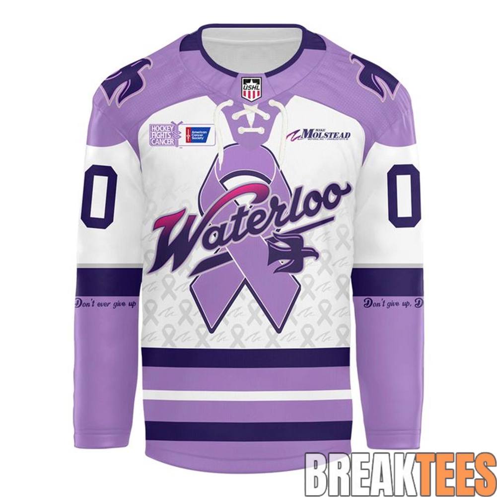 Waterloo Black Hawks x Hockey Fights Cancer Jersey - Adult & Kids T-Shirts, Sweatshirts & Hoodies apparel design preview 2