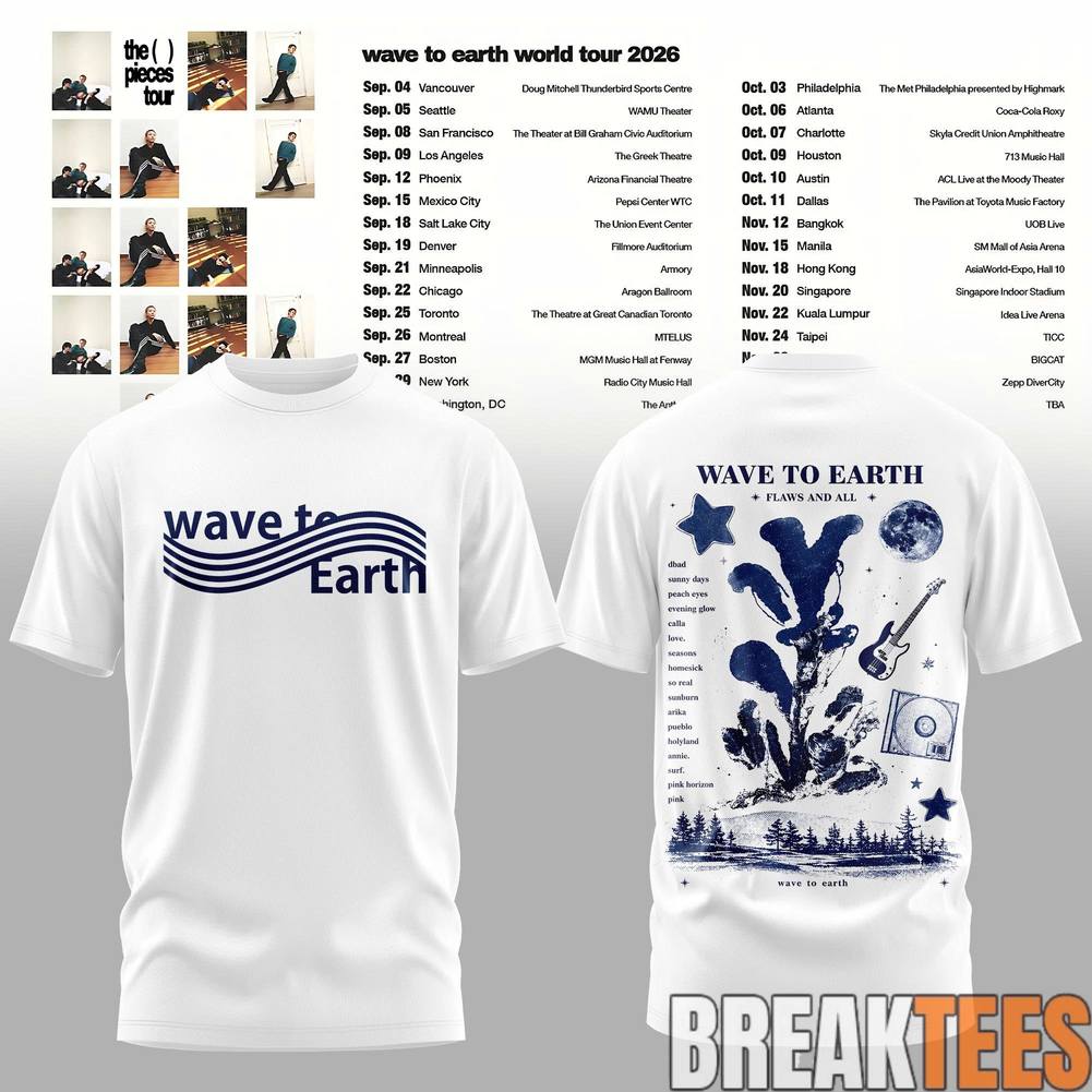 Wave to Earth The Pieces Tour 2026 Blue Bloom Tracklist Shirt Unisex T-shirt, Sweatshirt, Hoodie, Long Sleeve Tee - T-Shirt, Sweatshirt, Hoodie