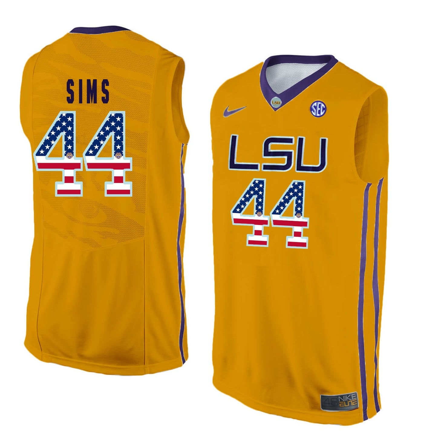 Wayde Sims 44 Gold College Football Jersey football jersey product view 1