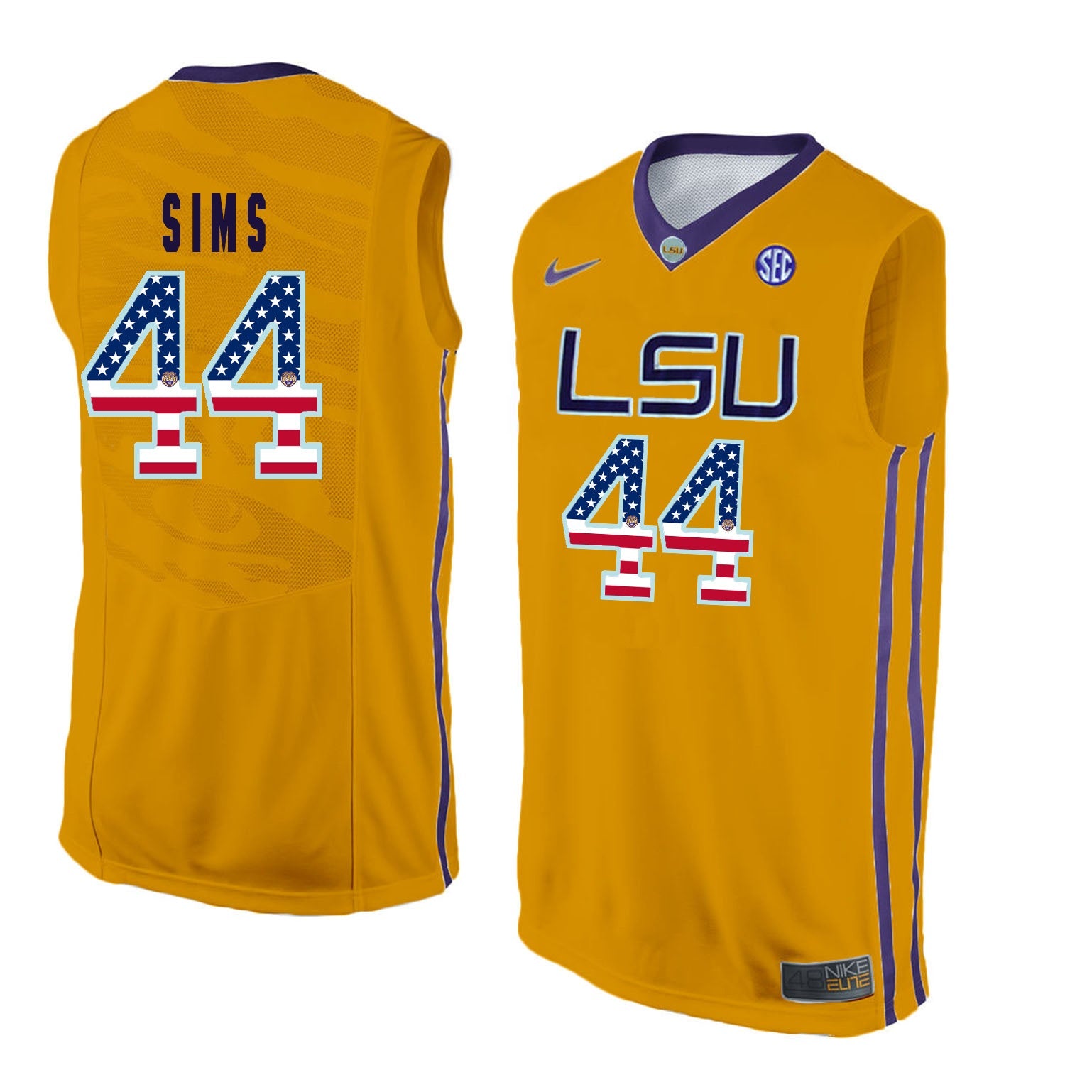 Wayde Sims 44 Gold College Football Jersey football jersey product view 1