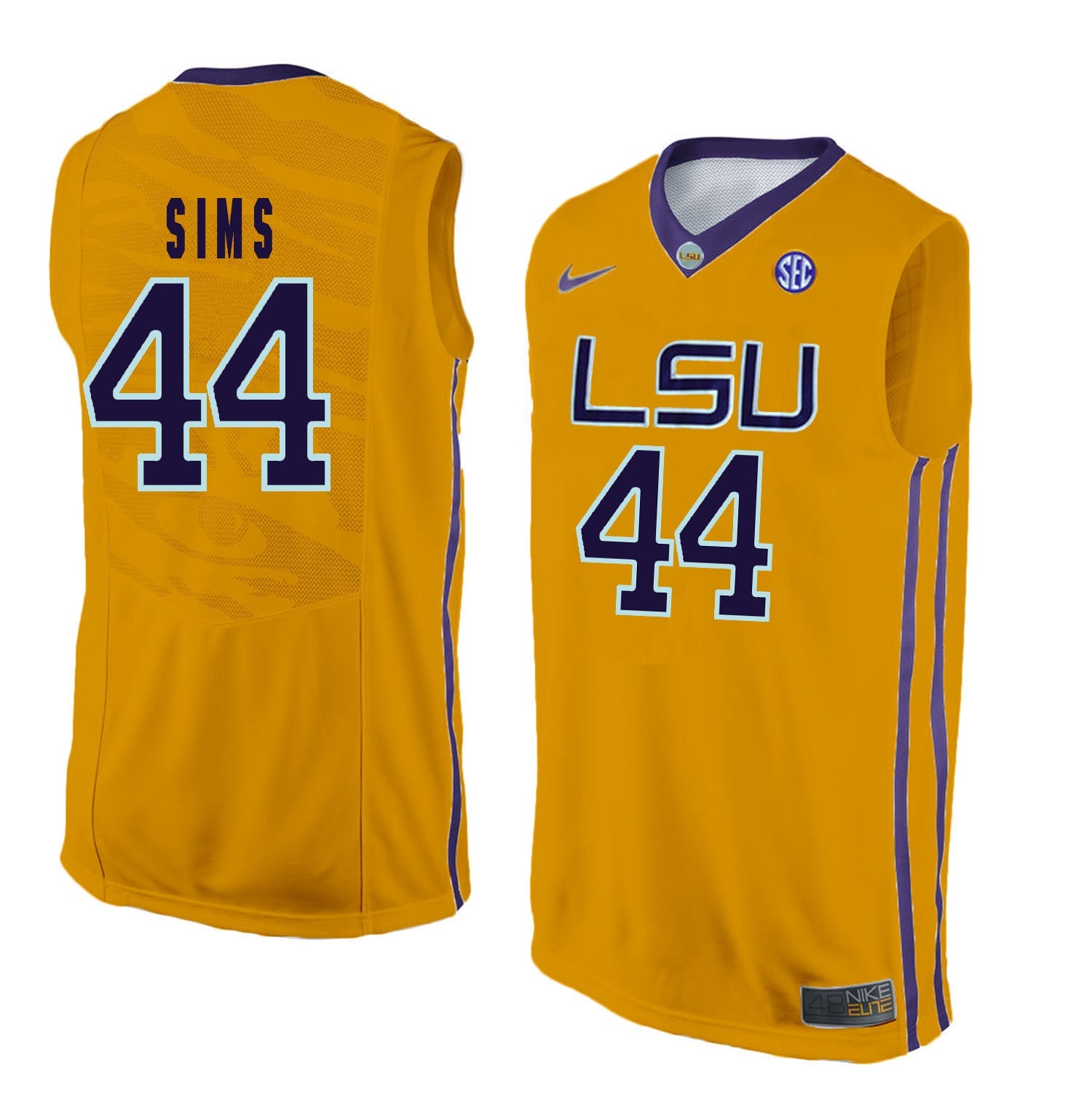 Wayde Sims 44 Gold Style 1 College Football Jersey football jersey product view 1