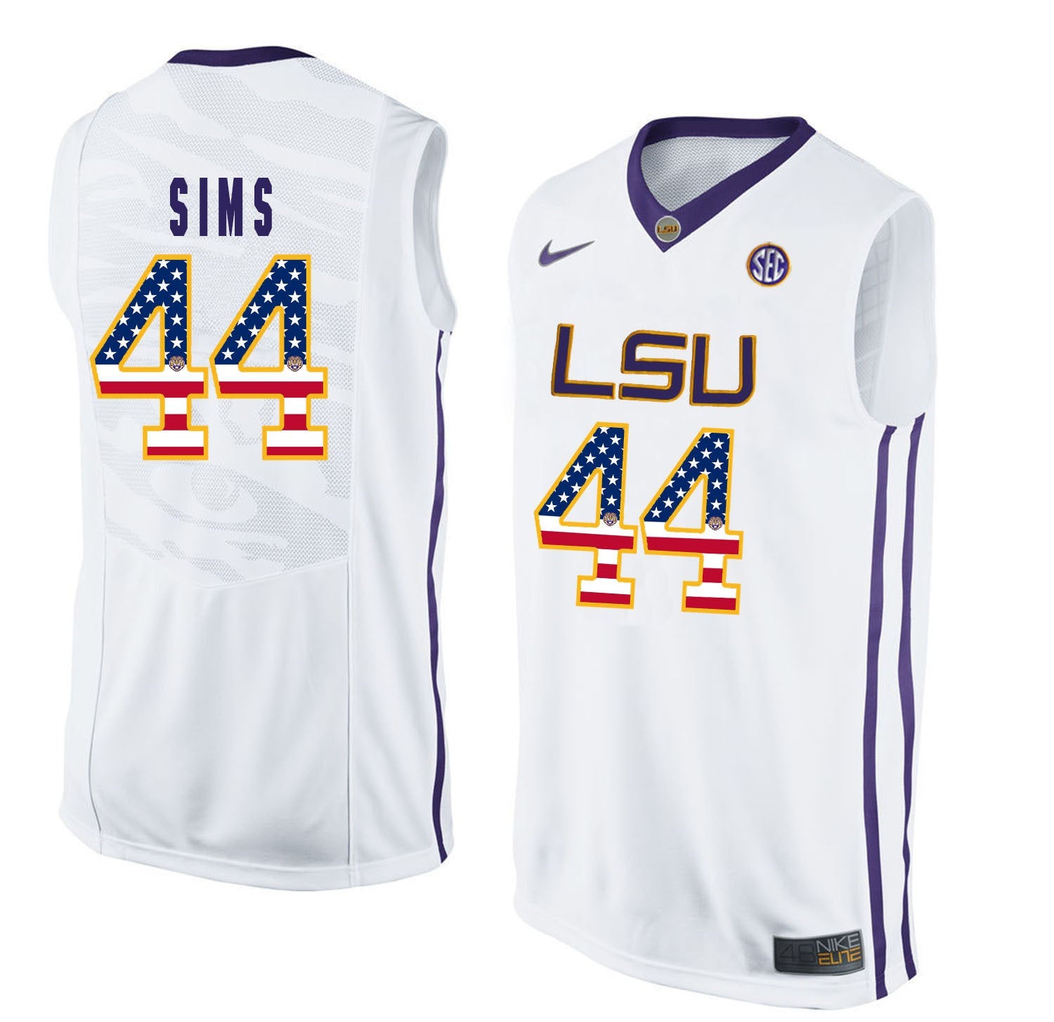 Wayde Sims 44 White College Football Jersey football jersey product view 1