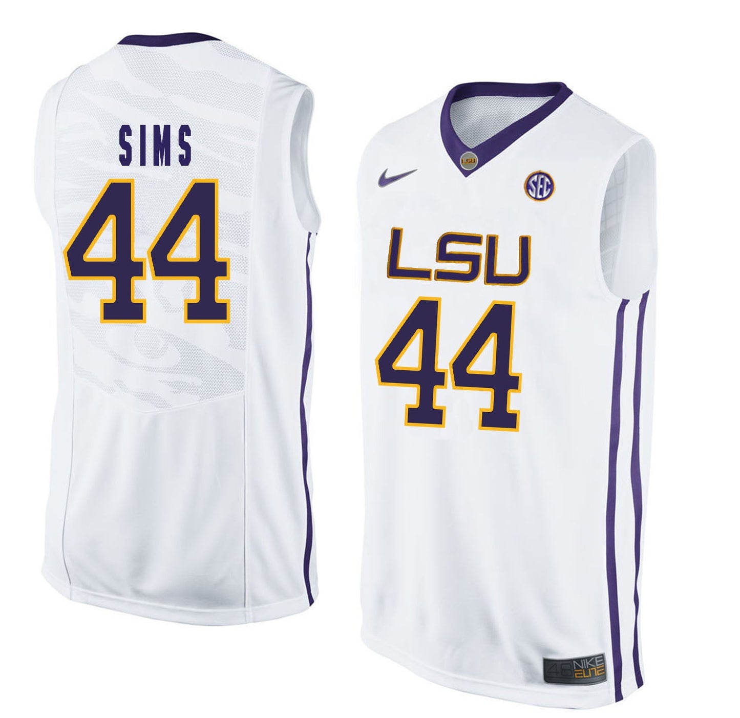 Wayde Sims 44 White Style 1 College Football Jersey football jersey product view 1