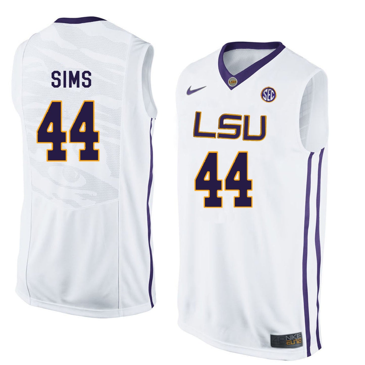 Wayde Sims 44 White Style 2 College Football Jersey football jersey product view 1
