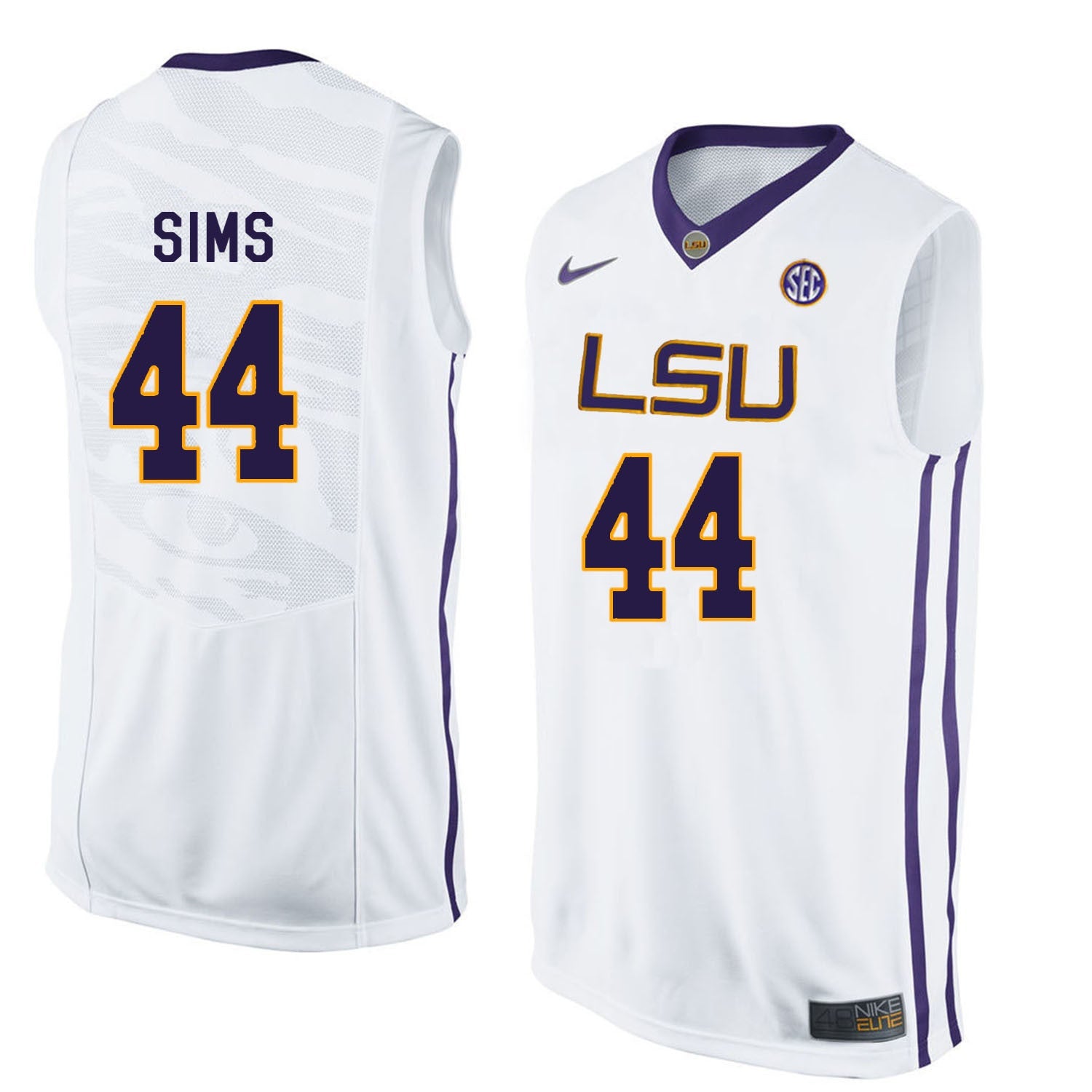 Wayde Sims 44 White Style 2 College Football Jersey football jersey product view 1