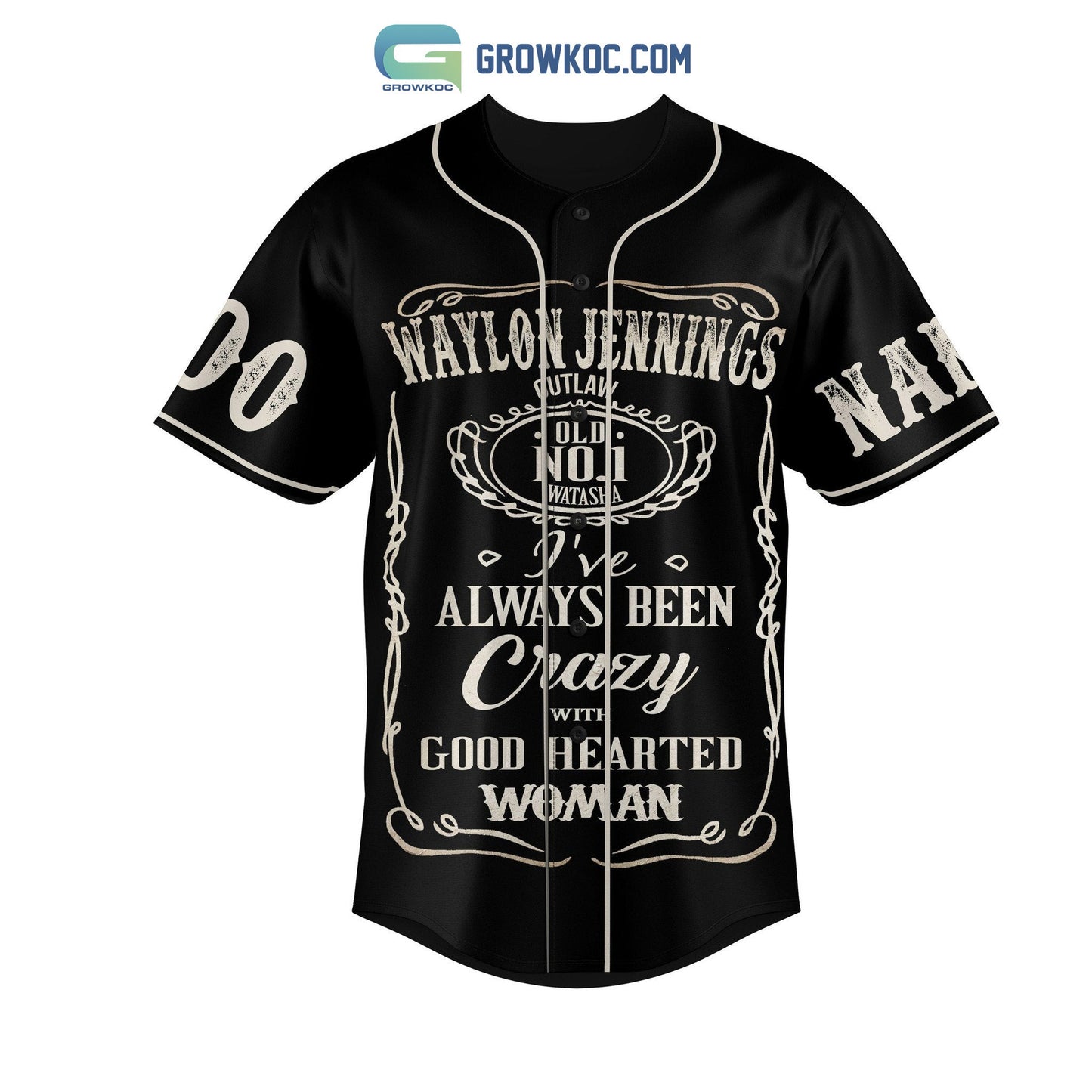 Waylon Jennings I’ve Always Been Crazy With Good Hearted Woman Personalized Baseball Jersey baseball jersey product view 2