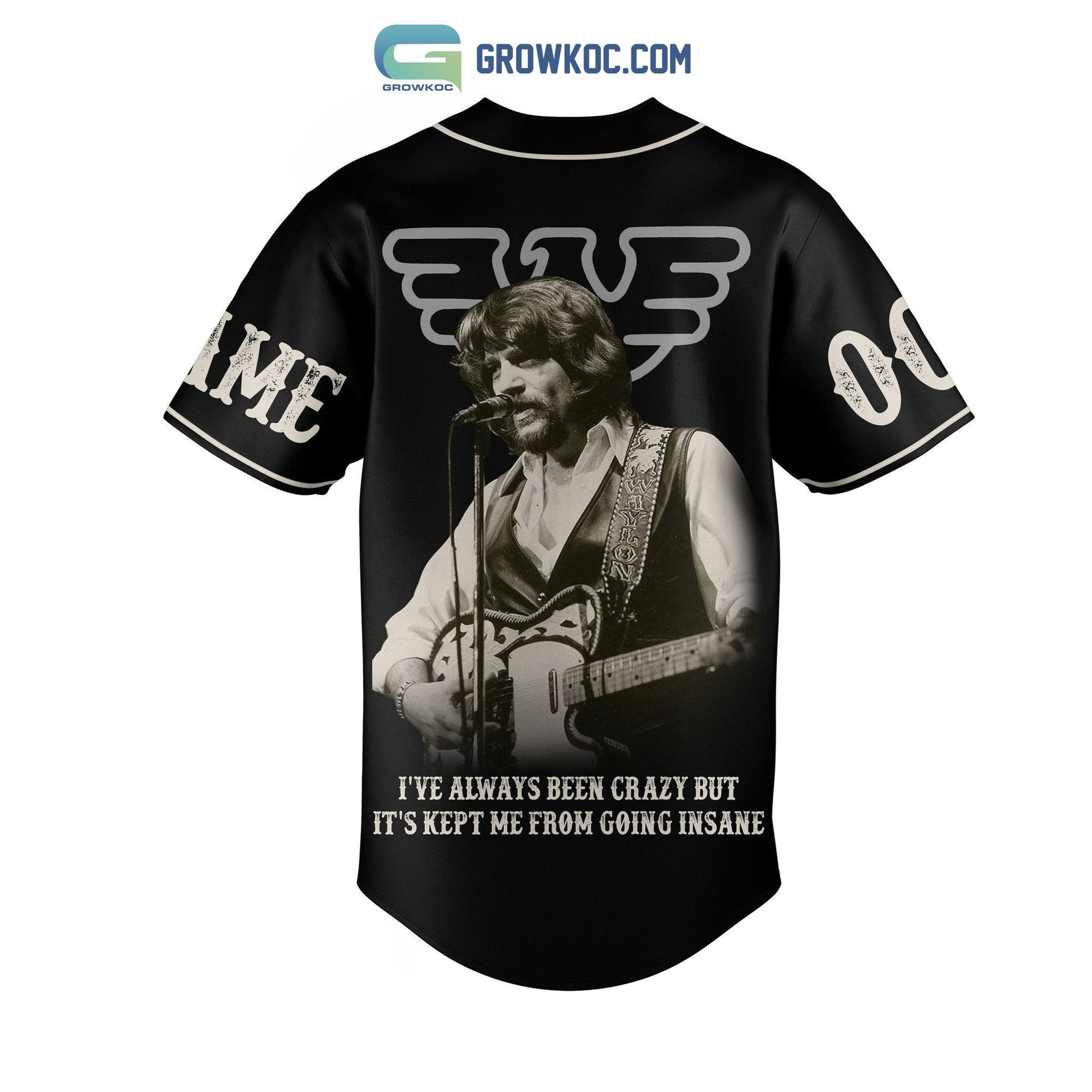 Waylon Jennings I’ve Always Been Crazy With Good Hearted Woman Personalized Baseball Jersey baseball jersey product view 3
