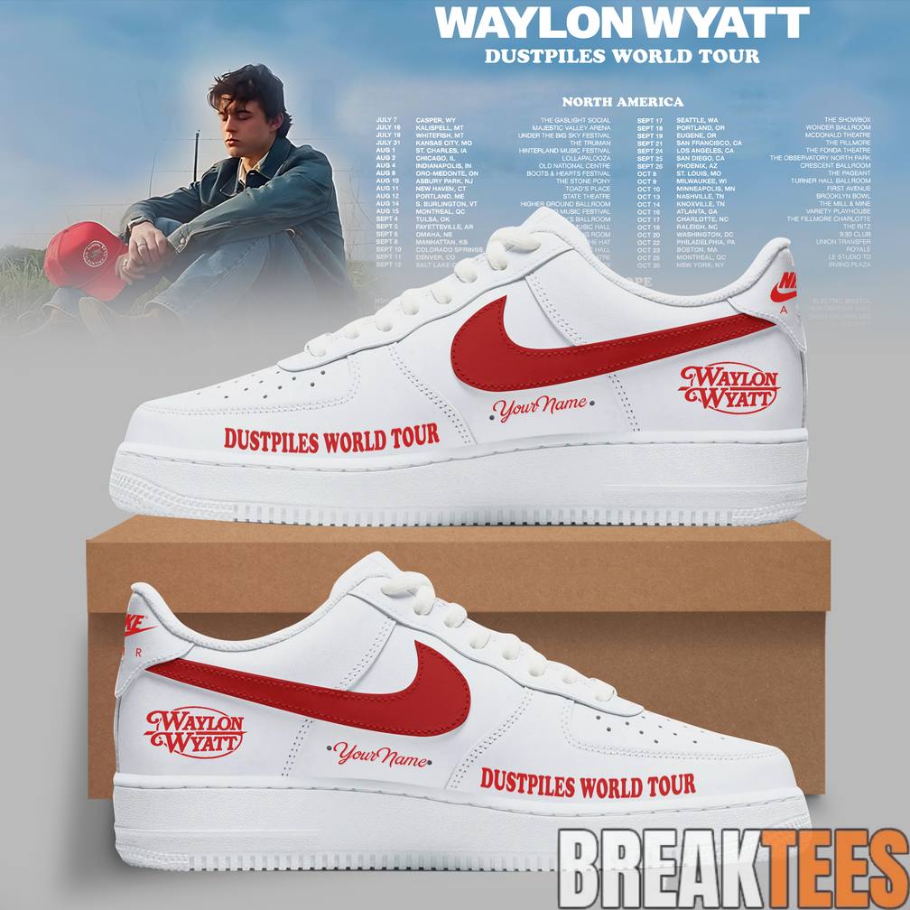 Waylon Wyatt Dustpiles World Tour 2026 Custom Air Force 1 Shoes Unisex T-shirt, Sweatshirt, Hoodie, Long Sleeve Tee - T-Shirt, Sweatshirt, Hoodie