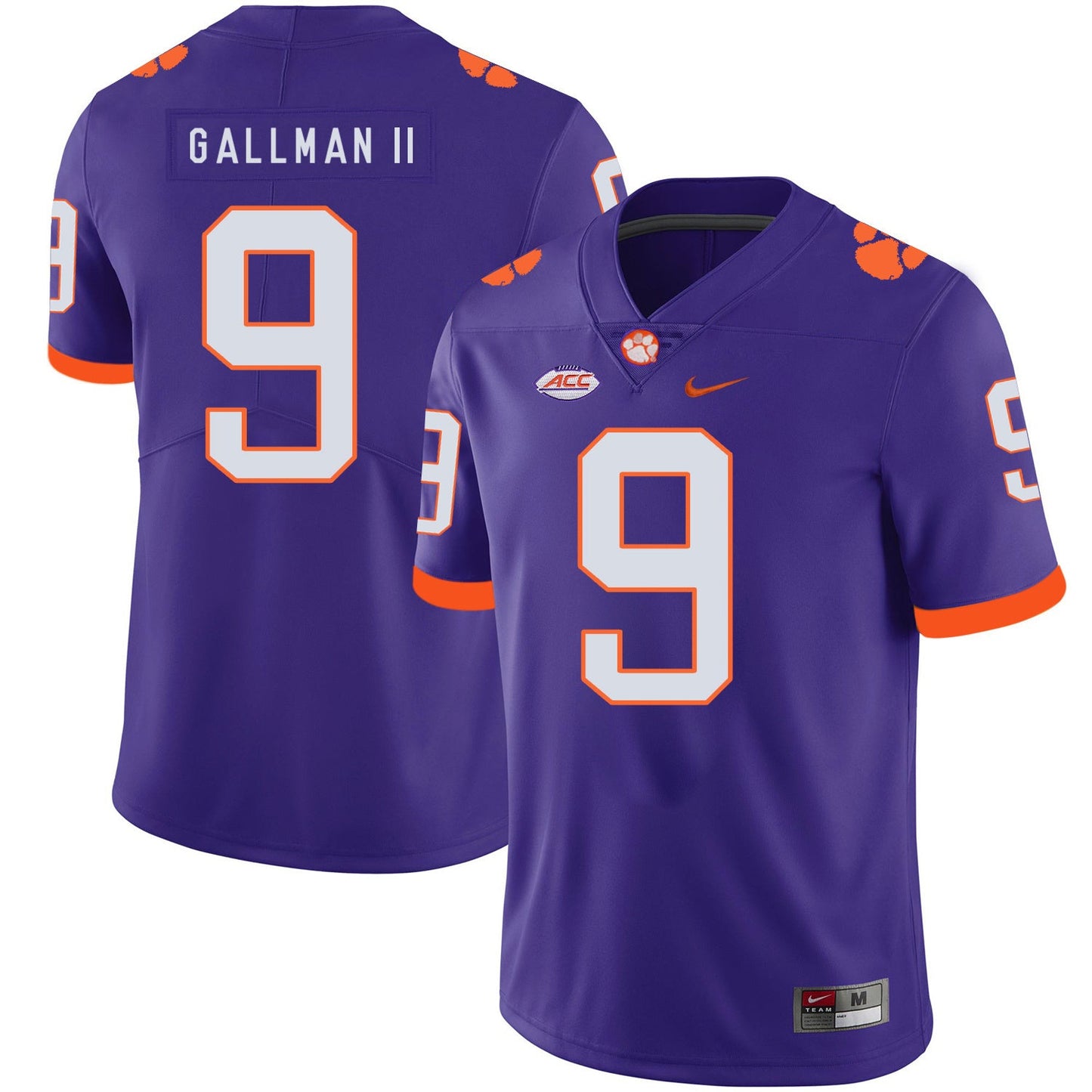 Wayne Gallman II 9 Purple College Football Jersey football jersey product view 1