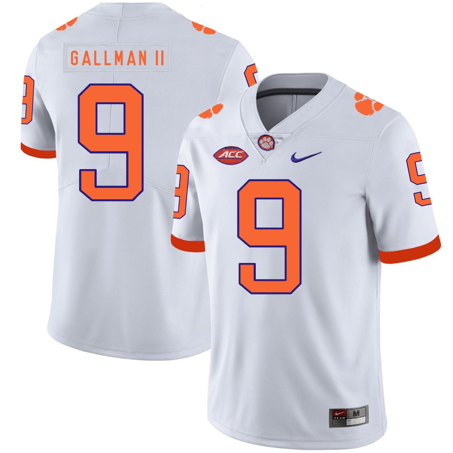 Wayne Gallman II 9 White College Football Jersey football jersey product view 1