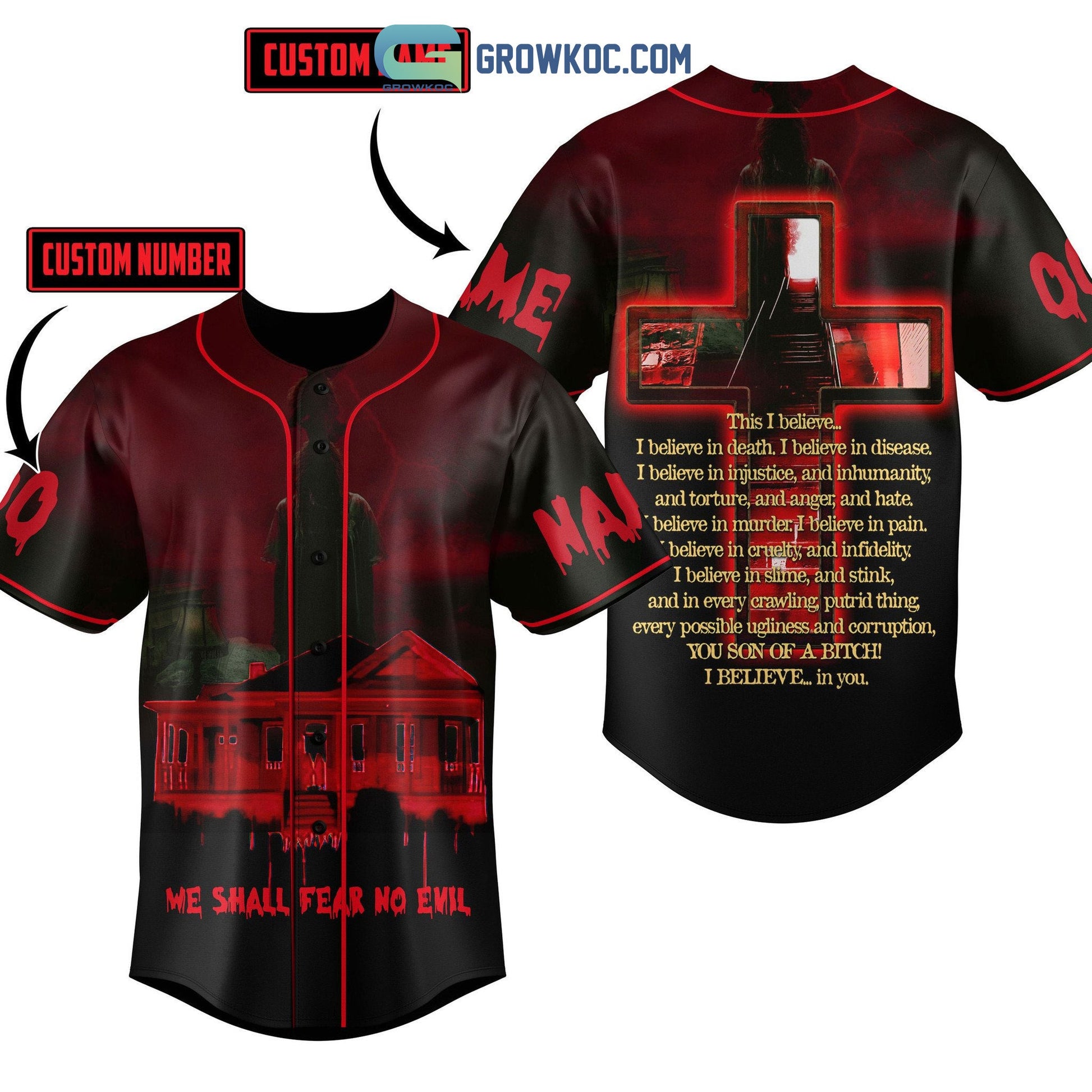 We Shall Fear No Evil Personalized Baseball Jersey baseball jersey product view 1