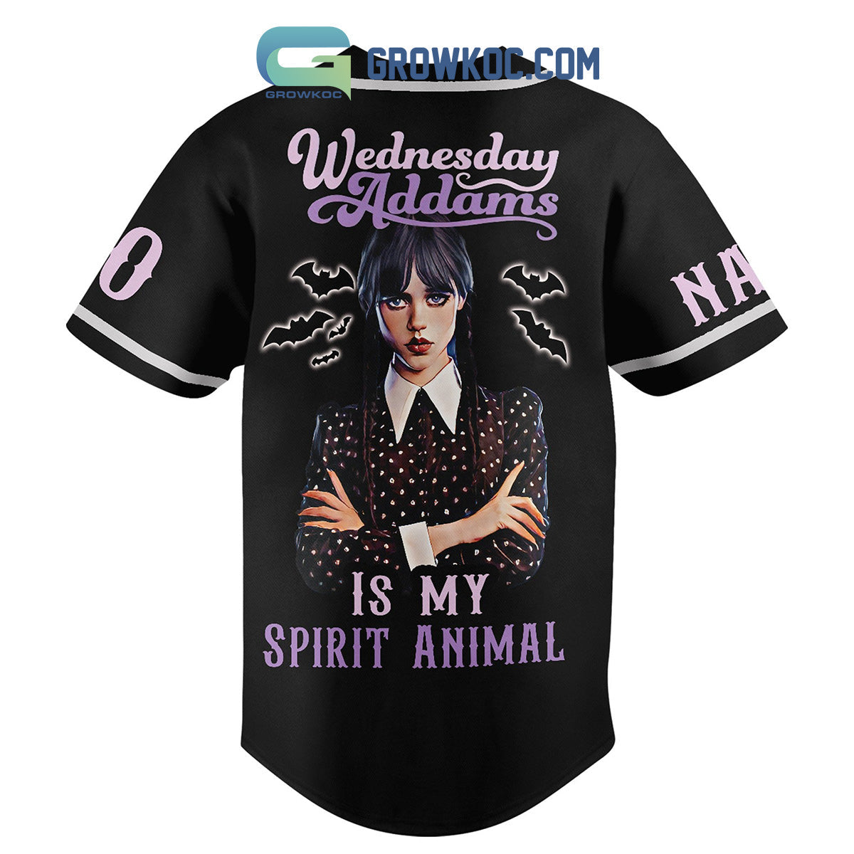 Wednesday Addams Is My Spirit Animal Personalized Baseball Jersey baseball jersey product view 3