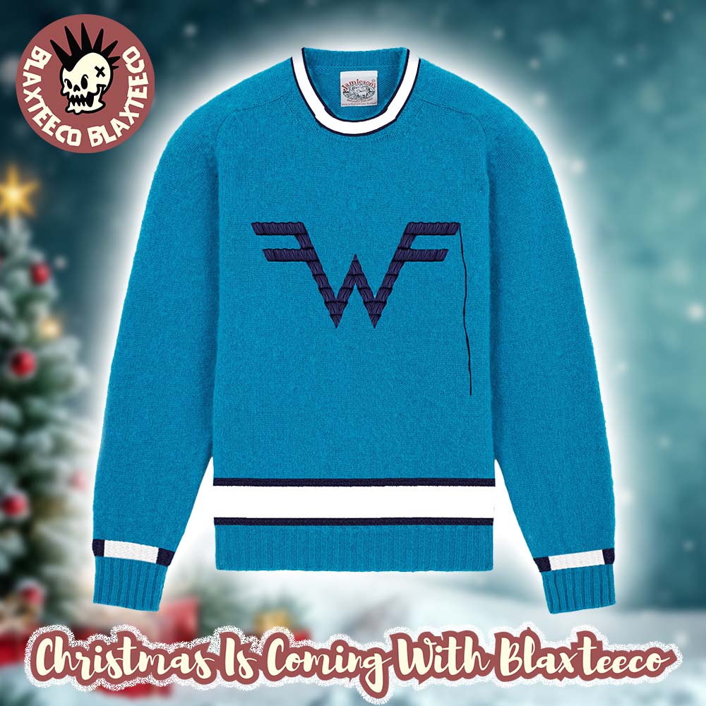 Weezer Big Logo Blue Ugly Christmas Sweater Unisex T-shirt, Sweatshirt, Hoodie, Long Sleeve Tee - T-Shirt, Sweatshirt, Hoodie