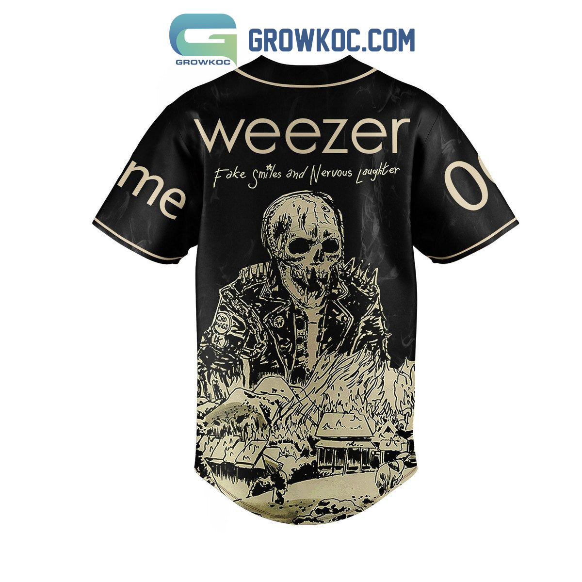 Weezer Fake Smile And Vervous Laughter Personalized Baseball Jersey baseball jersey product view 2