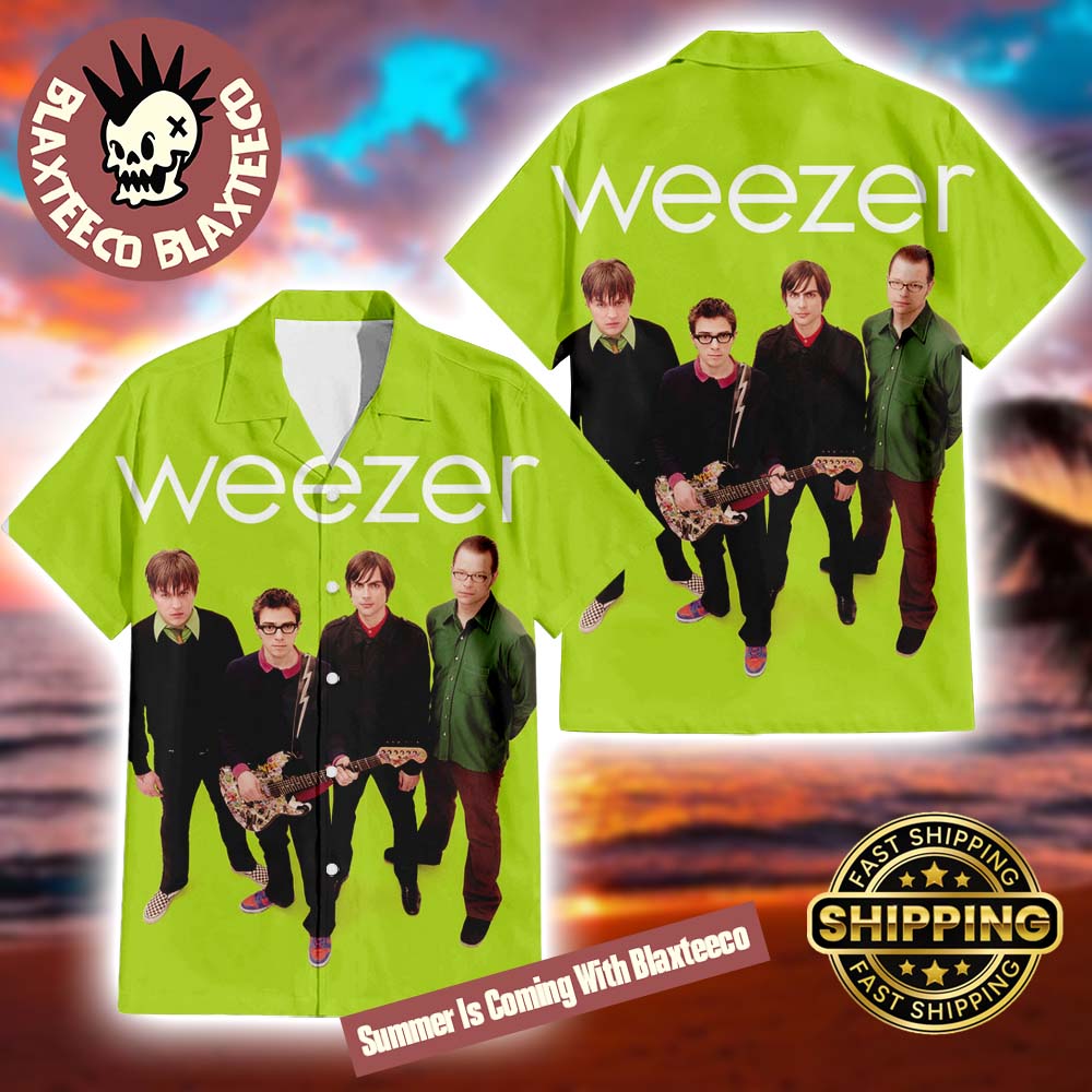 Weezer Green Album Cover Band Member Photo Summer 2025 Hawaiian Shirt Unisex T-shirt, Sweatshirt, Hoodie, Long Sleeve Tee - T-Shirt, Sweatshirt, Hoodie
