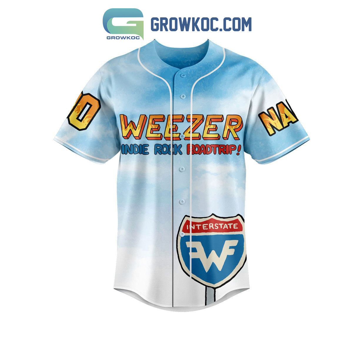 Weezer Indie Rock Roadtrip Personalized Baseball Jersey baseball jersey product view 2