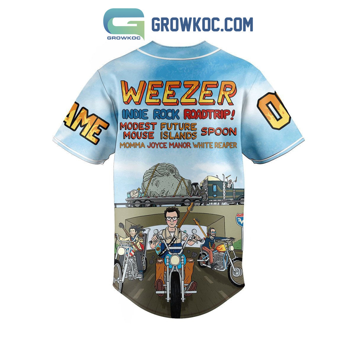 Weezer Indie Rock Roadtrip Personalized Baseball Jersey baseball jersey product view 3