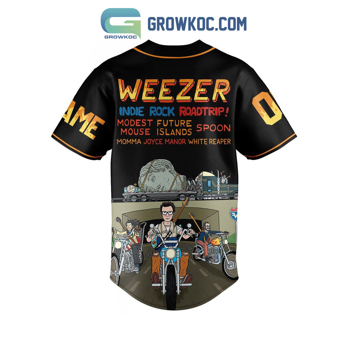 Weezer Indie Rock Roadtrip Personalized Black Design Baseball Jersey baseball jersey product view 3