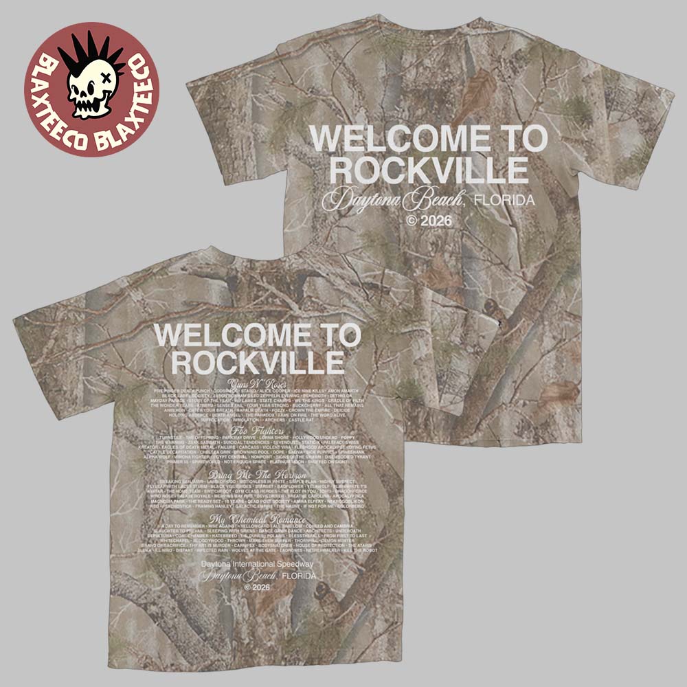 Welcome To Rockville 2026 Festival Merch Daytona Beach Florida Clean Script Camo T-Shirt Unisex T-shirt, Sweatshirt, Hoodie, Long Sleeve Tee - T-Shirt, Sweatshirt, Hoodie