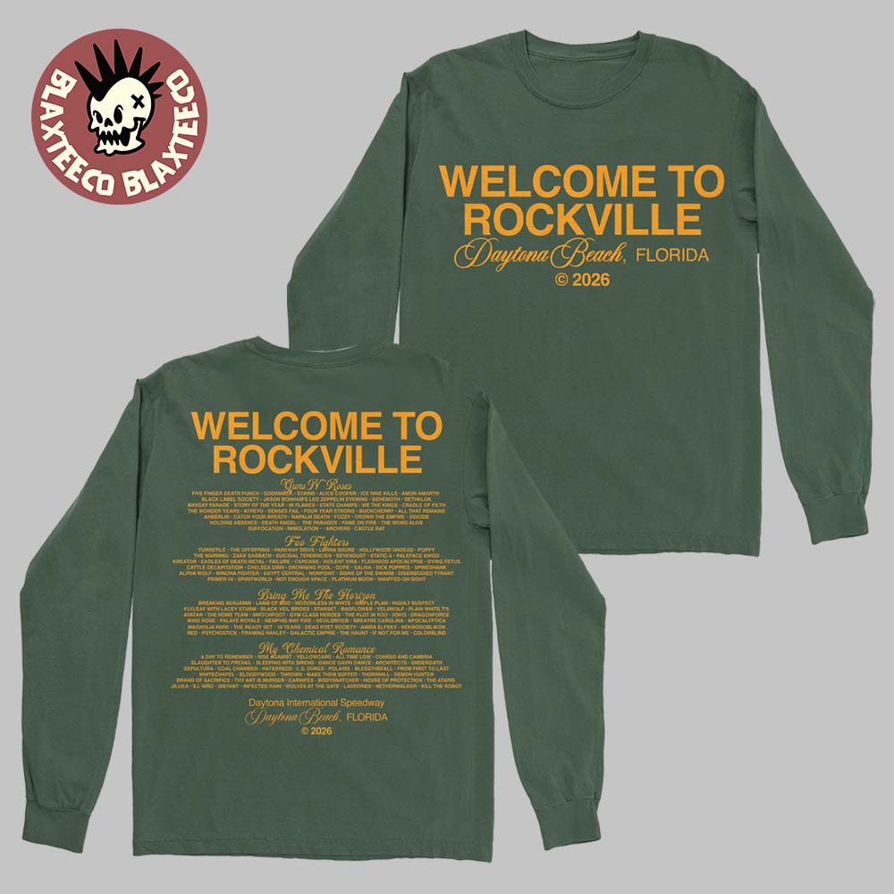 Welcome To Rockville 2026 Festival Merch Daytona Beach Florida Clean Script Green Long Sleeve Tee - T-Shirt, Sweatshirt, Hoodie
