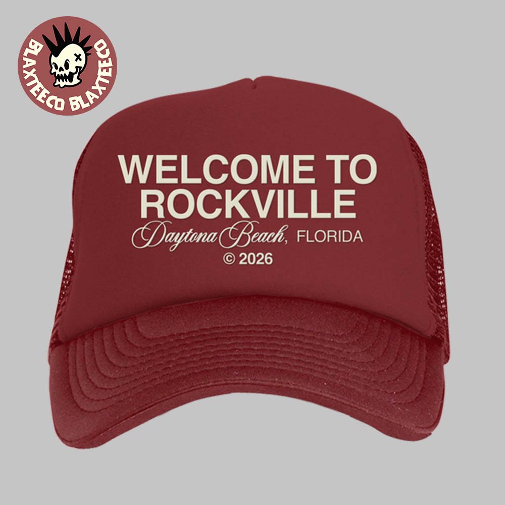 Welcome To Rockville 2026 Festival Merch Daytona Beach Florida From May 7 To 10 2026 Clean Script Red Trucker Hat - T-Shirt, Sweatshirt, Hoodie