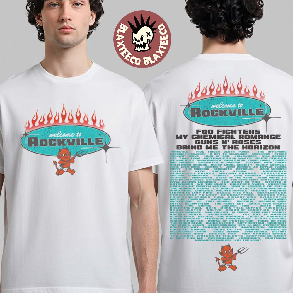 Welcome To Rockville 2026 Festival Merch Daytona Beach Florida Little Devil With Lineup T-Shirt - T-Shirt, Sweatshirt, Hoodie