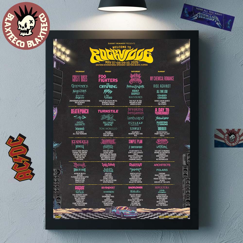 Welcome To Rockville 2026 In Daytona Beach Florida Full Lineup At Daytona International Speedway From May 7 To 10 2026 Home Decor Poster Canvas - T-Shirt, Sweatshirt, Hoodie