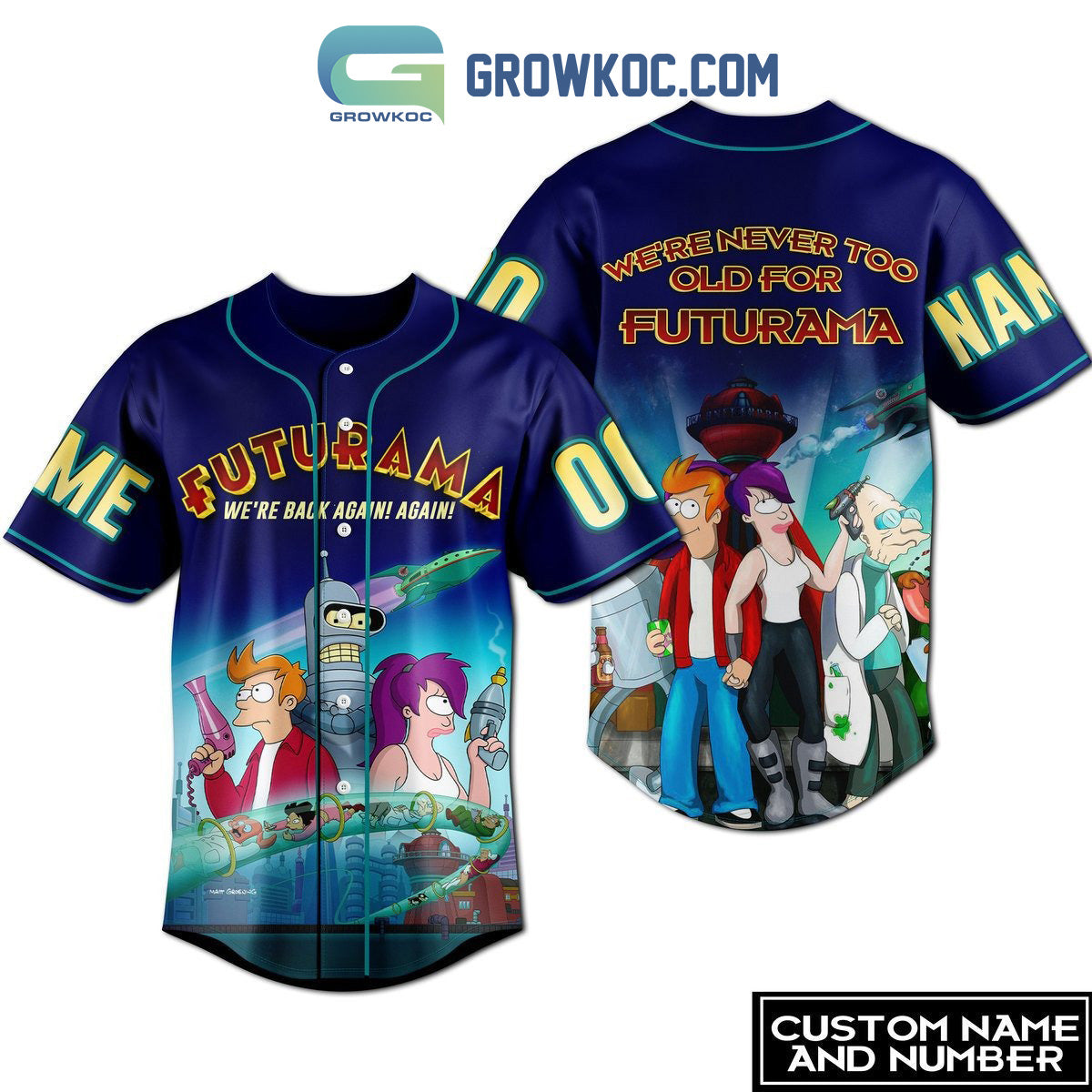 We’re Never Too Old For Futurama Personalized Baseball Jersey baseball jersey product view 1