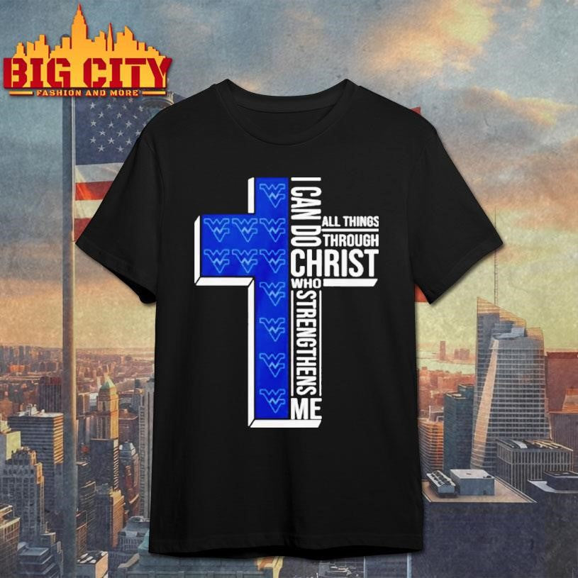 West Virginia Basketball Logo I Can Do All Things Through Christ Who Strengthens Me Unisex T-shirt, Sweatshirt, Hoodie, Long Sleeve Tee - T-Shirt, Sweatshirt, Hoodie