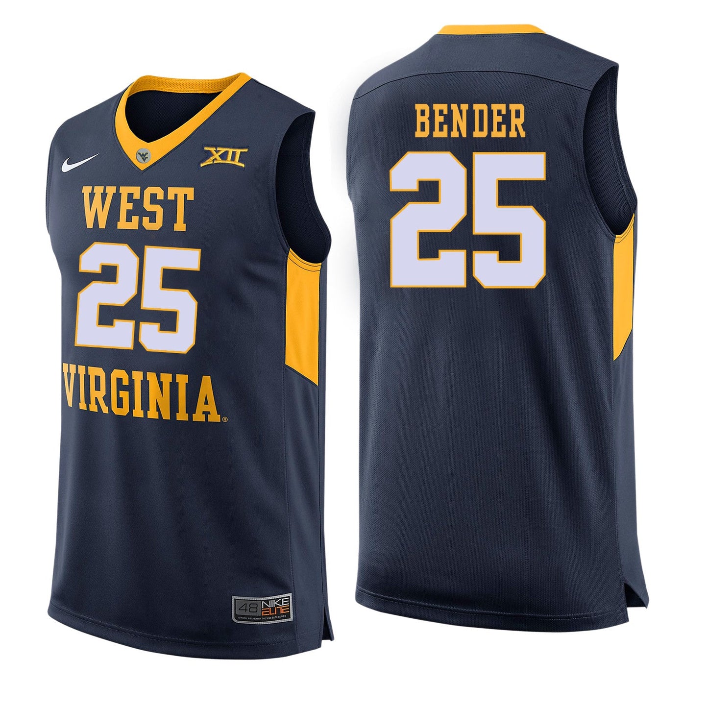 West Virginia Bender 25 Blue College Football Jersey football jersey product view 1