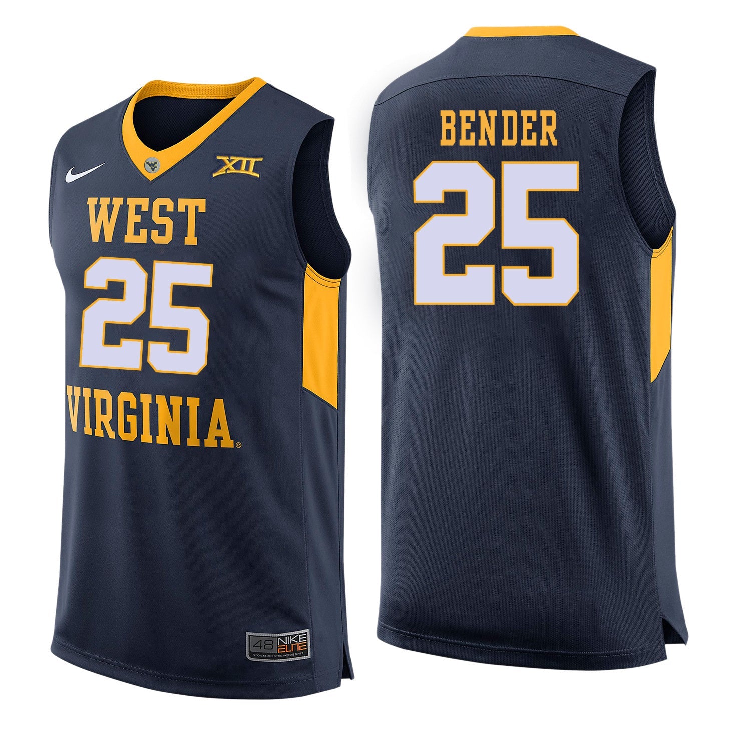 West Virginia Bender 25 Blue College Football Jersey football jersey product view 1