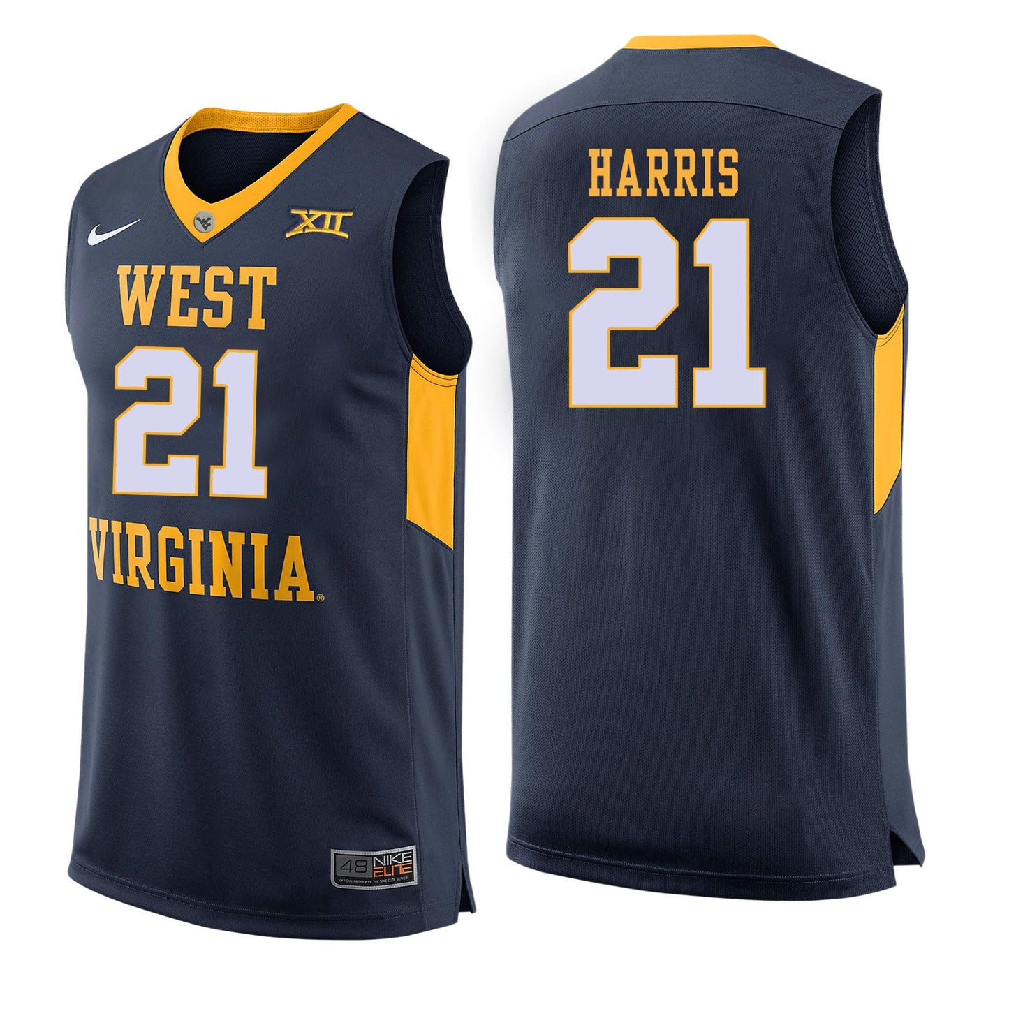 West Virginia Harris 21 Blue College Football Jersey football jersey product view 1