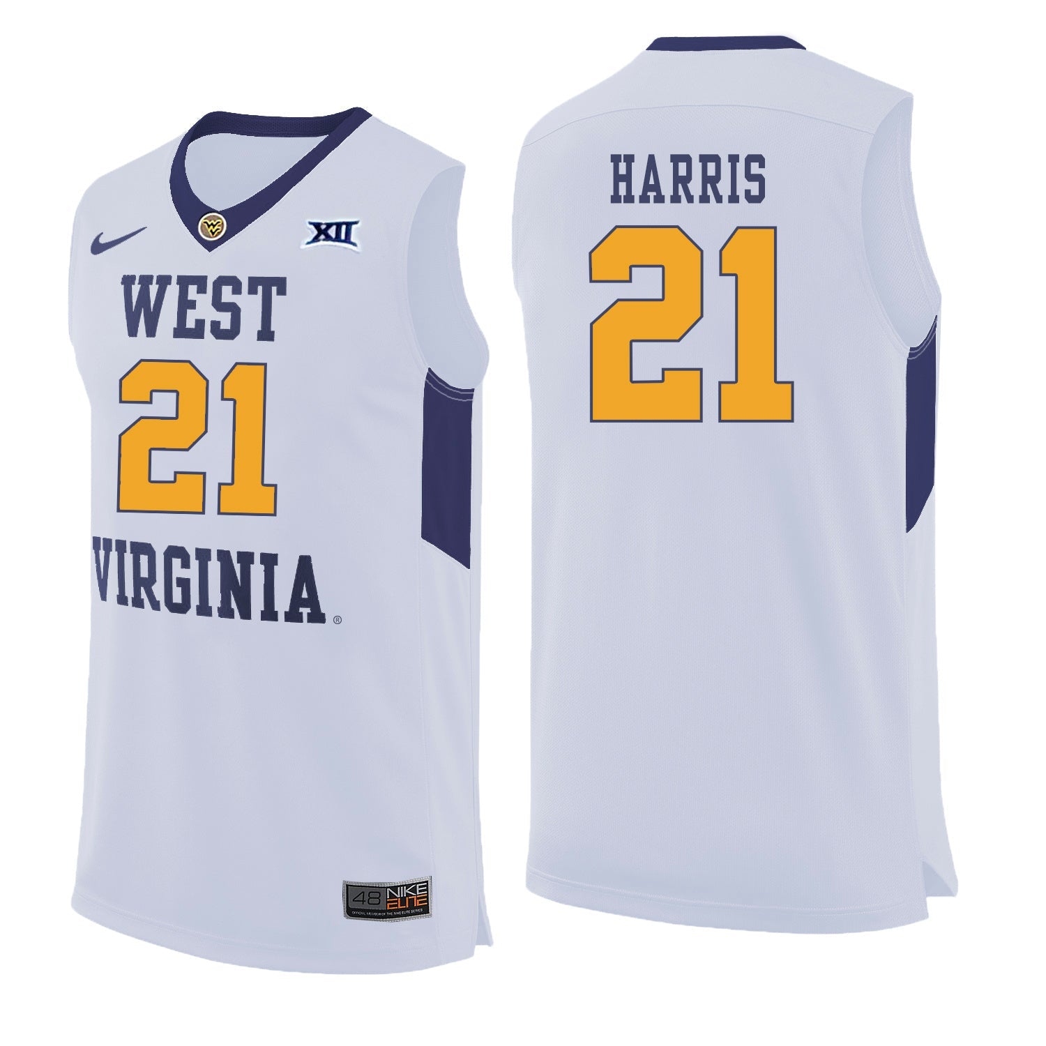 West Virginia Harris 21 White College Football Jersey football jersey product view 1