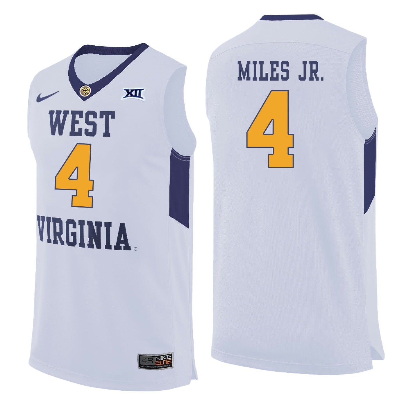 West Virginia Miles Jr.4 White College Football Jersey football jersey product view 1