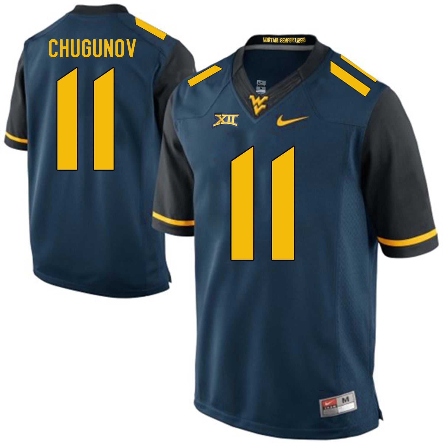 West Virginia Mountaineers Chris Chugunov 11 Blue College Football Jersey football jersey product view 1